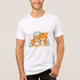 Bürsten Tiger - Niedlicher Morgenablauf Tri-Blend Shirt