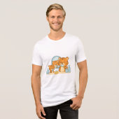 Bürsten Tiger - Niedlicher Morgenablauf Tri-Blend Shirt (Vorderseite voll)
