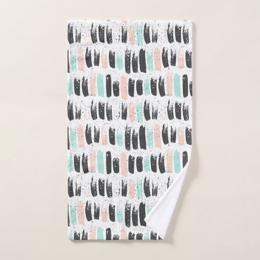 Bürsten u. Tinten-Anschlag-Muster Badhandtuch Set (Handtuch)