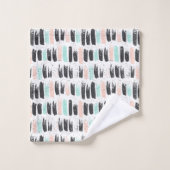 Bürsten u. Tinten-Anschlag-Muster Badhandtuch Set (Waschlappen)