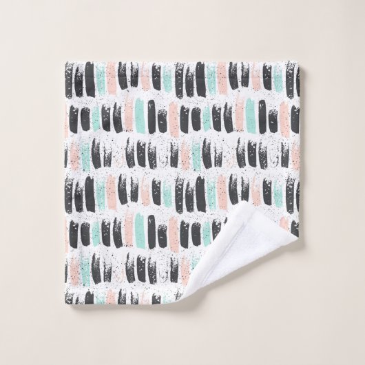 Bürsten u. Tinten-Anschlag-Muster Badhandtuch Set (Waschlappen)