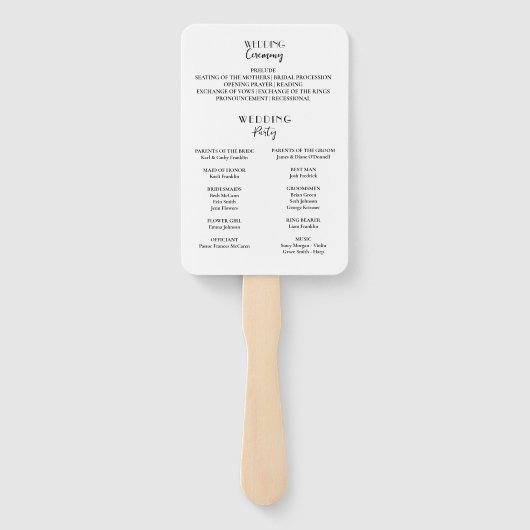 Bürstengold Rose Einfach Minimal Foto Hochzeit Fächer (Rückseite)