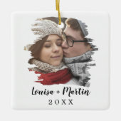 Bürstenpaar Keepake Foto Keramikornament (Vorderseite)