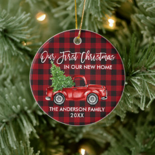 Bürstenschrift Kariert Erstes Weihnachten Neues Zu Keramik Ornament
