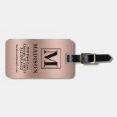 Bürstet Metall-Rosé-Bold-Monogramm Personalisiert Gepäckanhänger (Vorderseite horizontal)