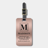 Bürstet Metall-Rosé-Bold-Monogramm Personalisiert Gepäckanhänger (Vorderseite vertikal)