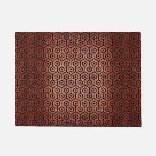 BÜRSTETEN SCHWARZER MARMOR HEXAGON1 U. KUPFER FUßMATTE (Vorderseite)