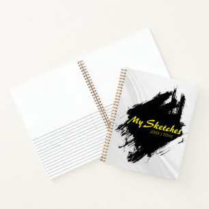 Bürstige Schwarz-Weiß-Spiral-Skizzenbuch Notizblock