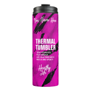 Bürstige schwarze rosa Thermotasse Thermosbecher