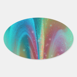 Bursting Nebula Fantasy Galaxie Abstrakte Kunst Ovaler Aufkleber