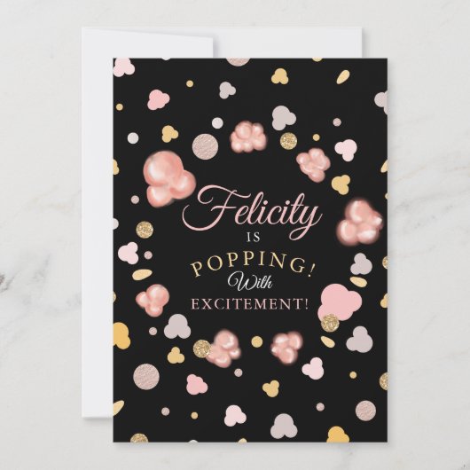 Bursting Popping Popcorn Baby Dusche Einladung (Vorderseite)