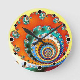 Bursting with Colour Fractal Spiral Runde Wanduhr