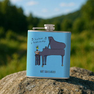 Burt Quackarach Enten Lustige Klavier Spieler Kuns Flachmann