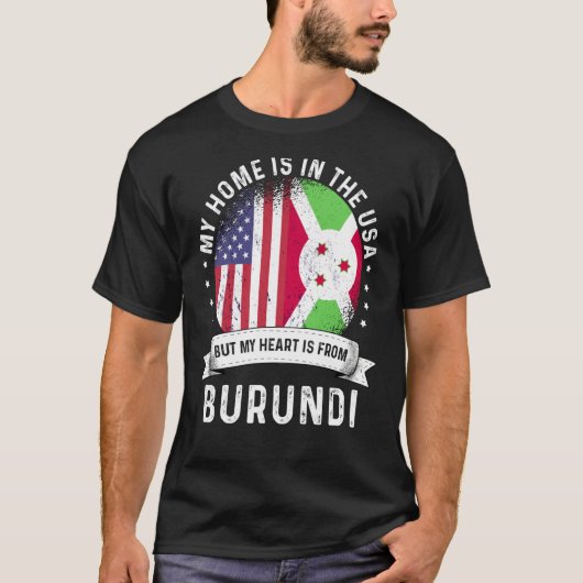 Burundi American Patriot Grown Proud Home USA Flag T-Shirt (Vorderseite)