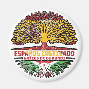 Burundi Burundian Spanisch Tree Roots Flag Magnet