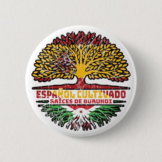 Burundi Burundischer Spanisch Spanien Baumwurzeln  Button (Vorderseite)
