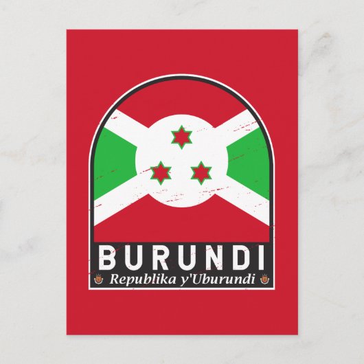 Burundi-Flag-Emblem gestört Vintag Postkarte (Vorderseite)