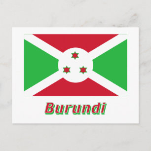 Burundi-Flagge mit Namen Postkarte
