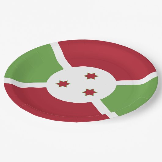 Burundi-Flagge Pappteller (Schrägansicht)