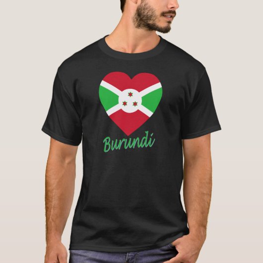 Burundi-Flaggen-Herz T-Shirt (Vorderseite)