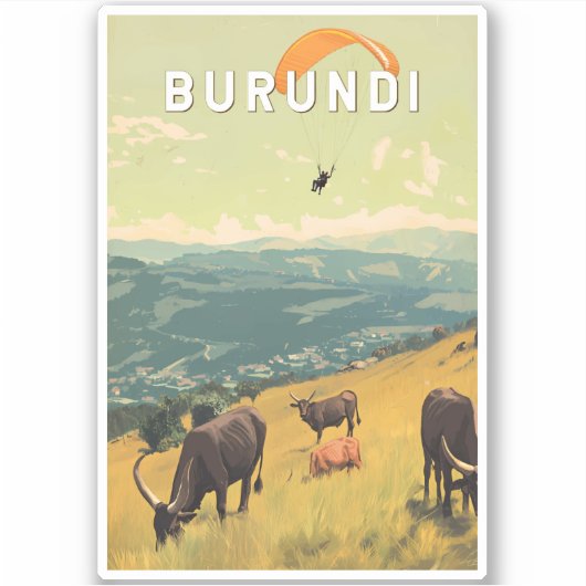 Burundi Illustration Reisen Vintag Aufkleber (Vorderseite)
