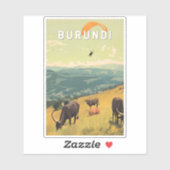 Burundi Illustration Reisen Vintag Aufkleber (Blatt)