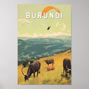 Burundi Illustration Reisen Vintag Poster