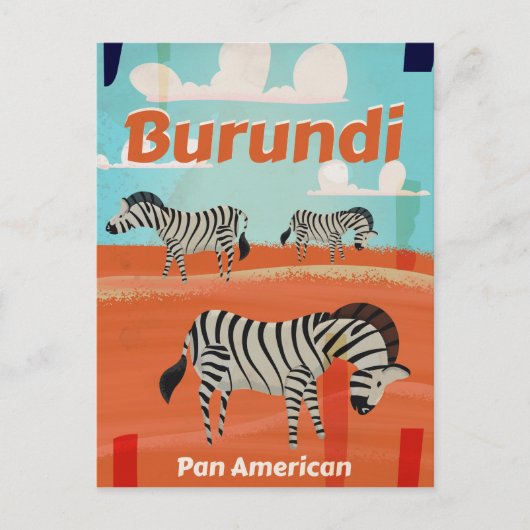 Burundi Vintage Reiseplakat Postkarte (Vorderseite)