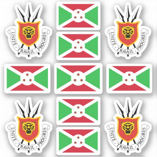 Burundische Staatssymbole/Wappen und Flagge Aufkleber (Vorderseite)