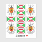 Burundische Staatssymbole/Wappen und Flagge Aufkleber (Blatt)