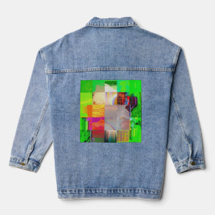 Bus 1521 Abstrakte Glitch-Art Cyberpunk-Gitter Jeansjacke