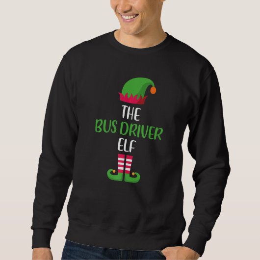 Bus Driver Elf Family Matching Group Christmas Paj Sweatshirt (Vorderseite)