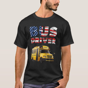 Bus-Flag-Schule zurück-Schule Bus American Flag T-Shirt