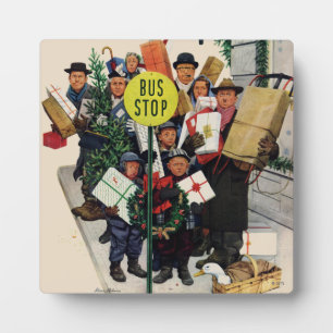 Bus Halt zu Weihnachten Fotoplatte