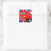 Bus in London Quadratischer Aufkleber (Tasche)