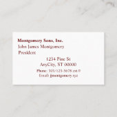 Bus. Karte - Burgundy Monogram (Rückseite)