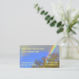 Bus. Karte - Doppelter Regenbogen über Bäume