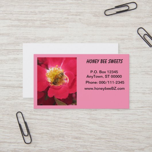 Bus. Karte - Honigbiene auf rosa Blume (Vorderseite/Rückseite Beispiel)