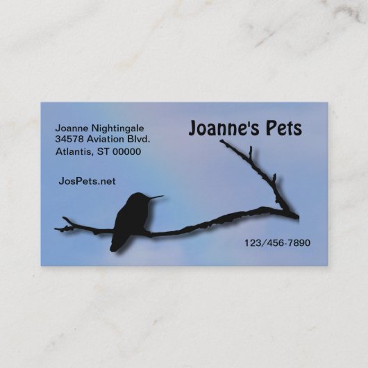 Bus. Karte - Hummingbird Silhouette (Vorderseite)