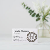 Bus. Karte - Kreis der Blätter mit Monogramm (Stehend Vorderseite)