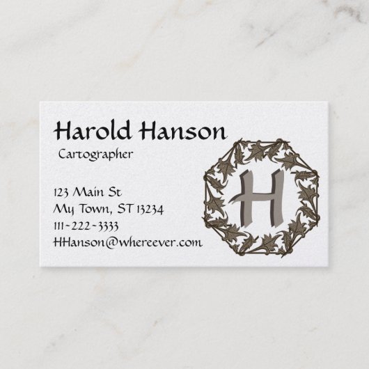 Bus. Karte - Kreis der Blätter mit Monogramm (Vorderseite)