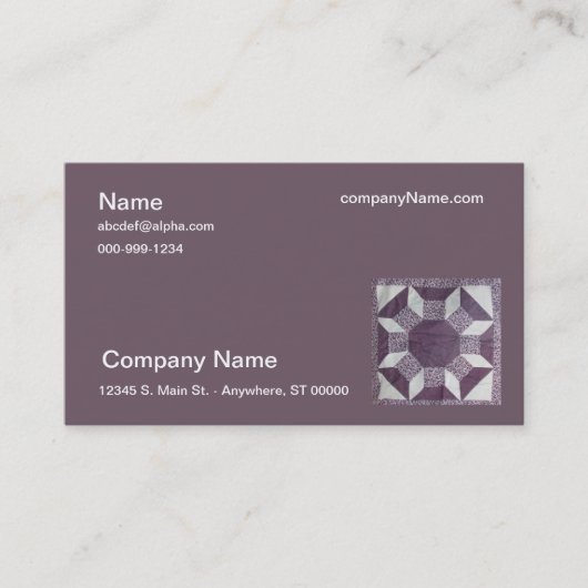 Bus. Karte - Lila Quiltmuster (Vorderseite)