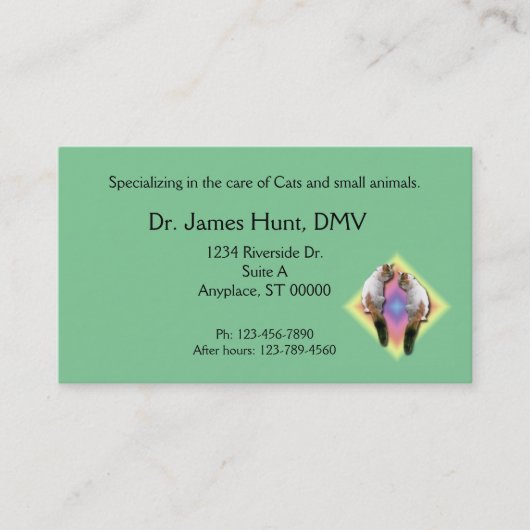 Bus. Karte - Veterinär - Katzen in Regenbogendiama (Vorderseite)