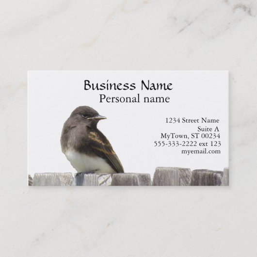 Bus. Karte - Vögel auf Zaun (Vorderseite)