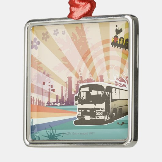 Bus Silbernes Ornament (Links)
