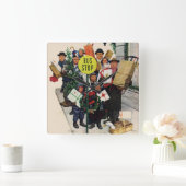 Bus Stop at Christmas Quadratische Wanduhr (Zuhause)