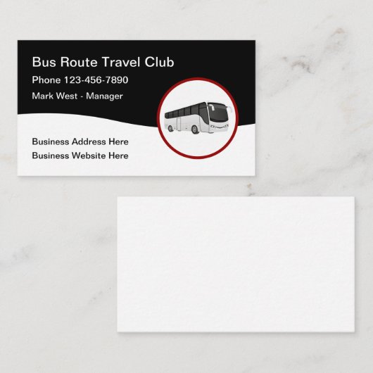 Bus Tour Travel Club Visitenkarte (Vorne/Hinten)