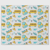 Bus- und Rucksackschule - Nahtloses Wrapping Paper Geschenkpapier (Flach)