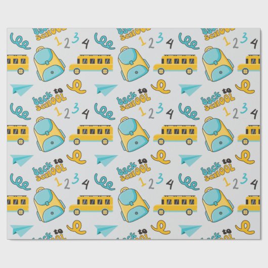 Bus- und Rucksackschule - Nahtloses Wrapping Paper Geschenkpapier (Flach)
