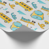 Bus- und Rucksackschule - Nahtloses Wrapping Paper Geschenkpapier (Ecke)